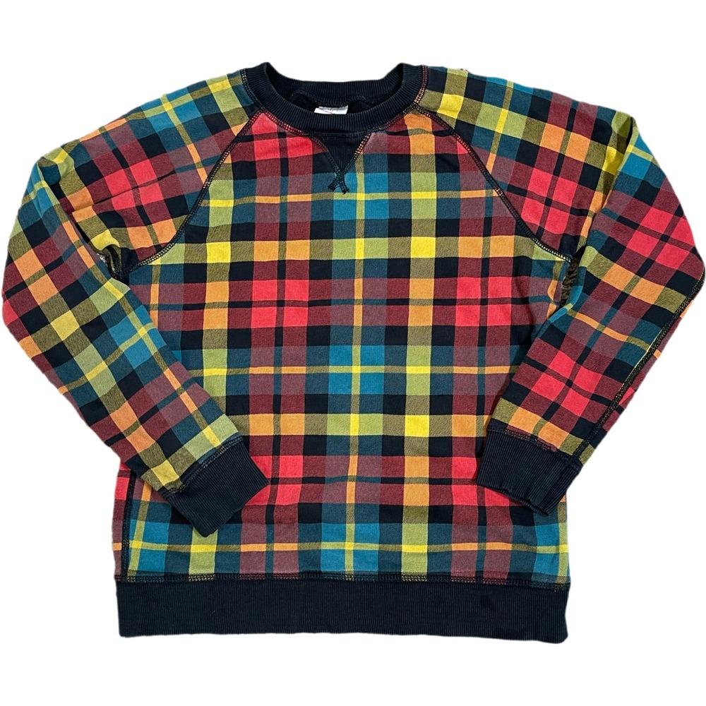 Hanna Andersson Kids Plaid Sweatshirt Size 12 Multicolor Cotton Raglan Holiday - Picture 1 of 5